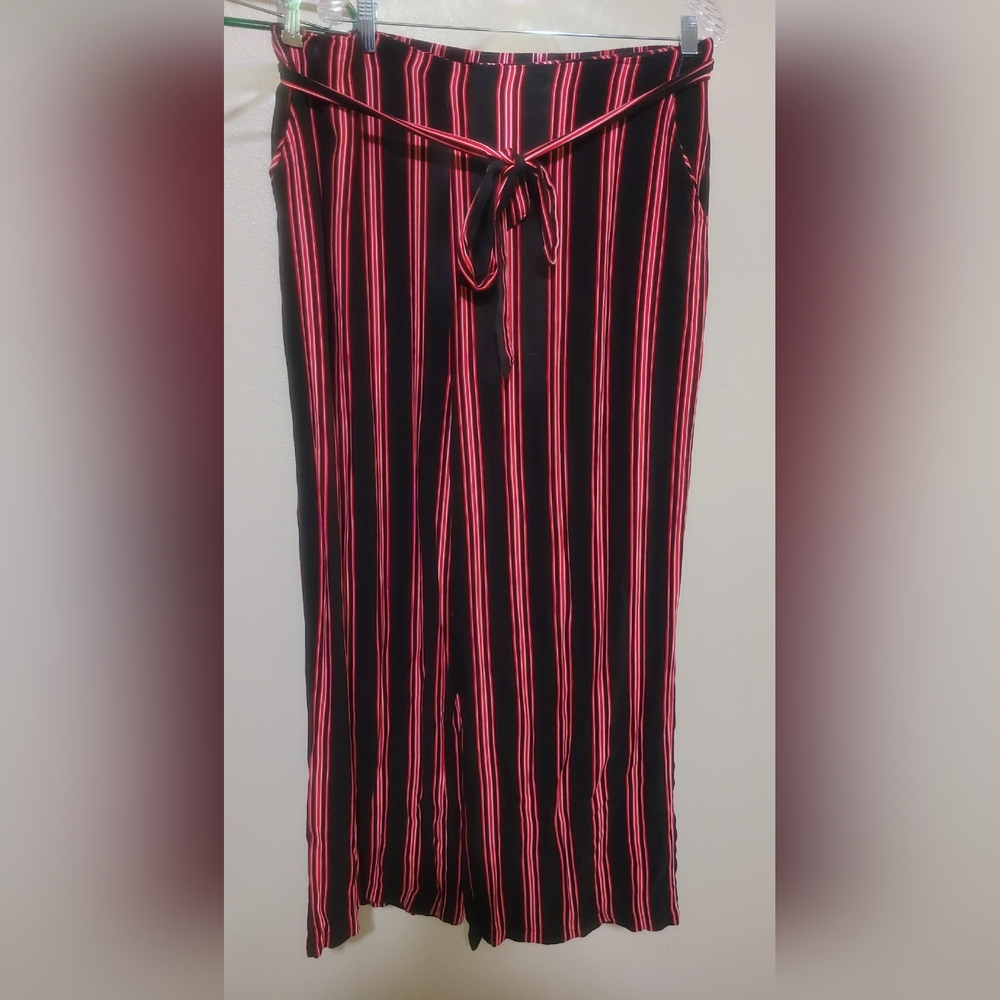 Pinstriped plus palazzo pants